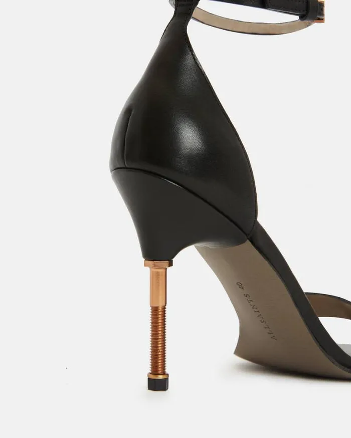 Betty Square Toe Leather Heeled Sandals Black Women AllSaints Shoes and Boots Betty Square Toe Leather Heeled Sandals Black Women AllSaints Shoes and Boots