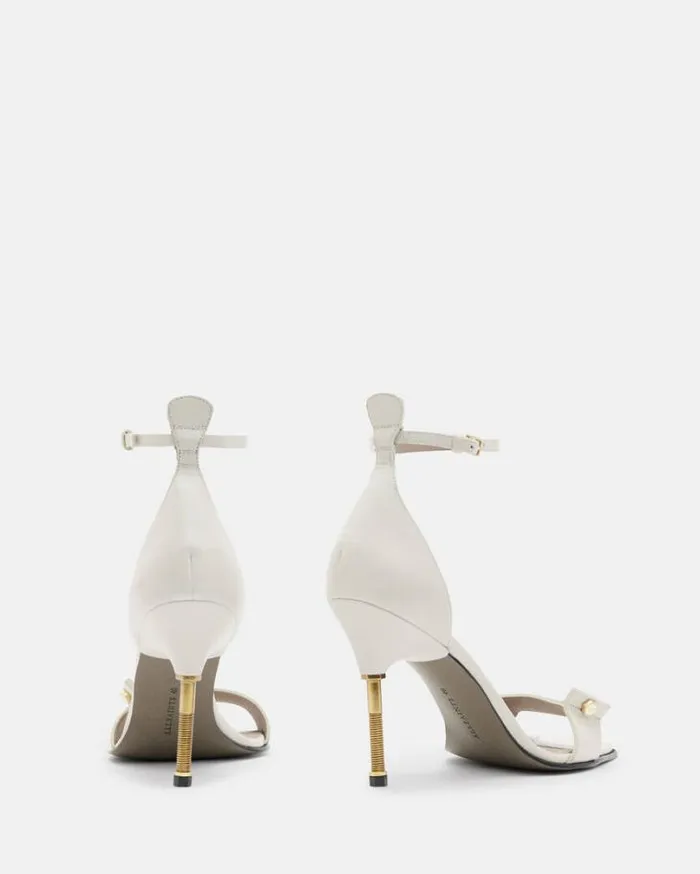 Betty Square Toe Leather Heeled Sandals Parchment White Women AllSaints Shoes and Boots Betty Square Toe Leather Heeled Sandals Parchment White Women AllSaints Shoes and Boots