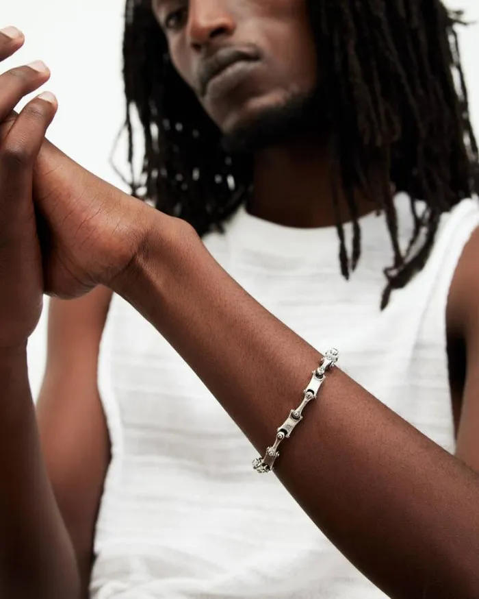 Biker Chain Carabiner Bracelet Warm Silver Men AllSaints Jewelry