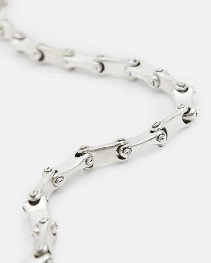 Biker Chain Carabiner Necklace Warm Silver Men AllSaints Accessories