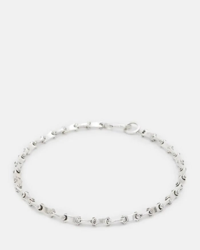 Biker Chain Carabiner Necklace Warm Silver Men AllSaints Accessories