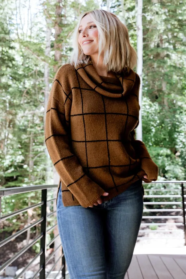 Birmingham Funnel Neck Sweater Brown Women Baltic Born Sweaters