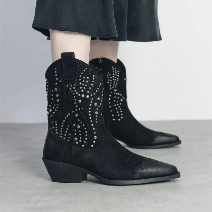 Black Boots Women Moda In Pelle Okes Black Alcantara
