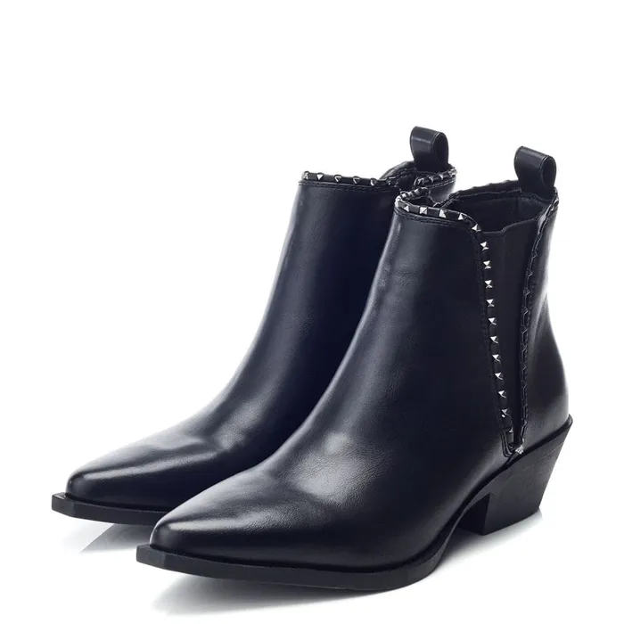 Black Boots Women Moda In Pelle Perah Black Porvair