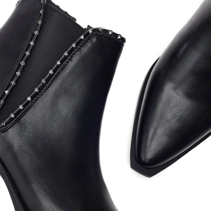 Black Boots Women Moda In Pelle Perah Black Porvair