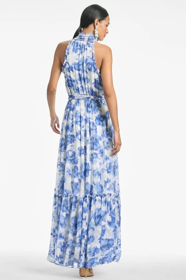 Blair Dress 8211 Azure Watercolor Floral Women Sachin and Babi Sleeveless