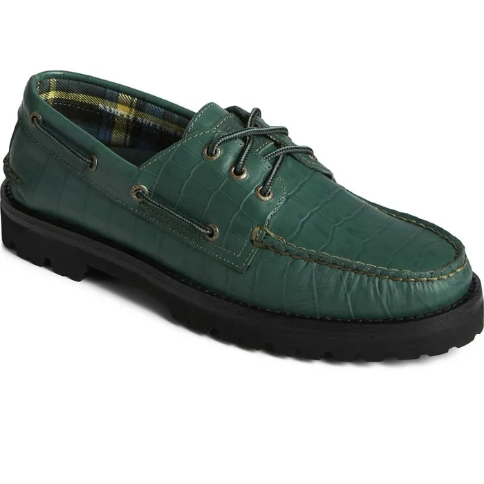Boat Shoes Men Sperry Sperry X Malbon Authentic Original 3Eye Croc Boat Shoe Green Boat Shoes Men Sperry Sperry X Malbon Authentic Original 3Eye Croc Boat Shoe Green