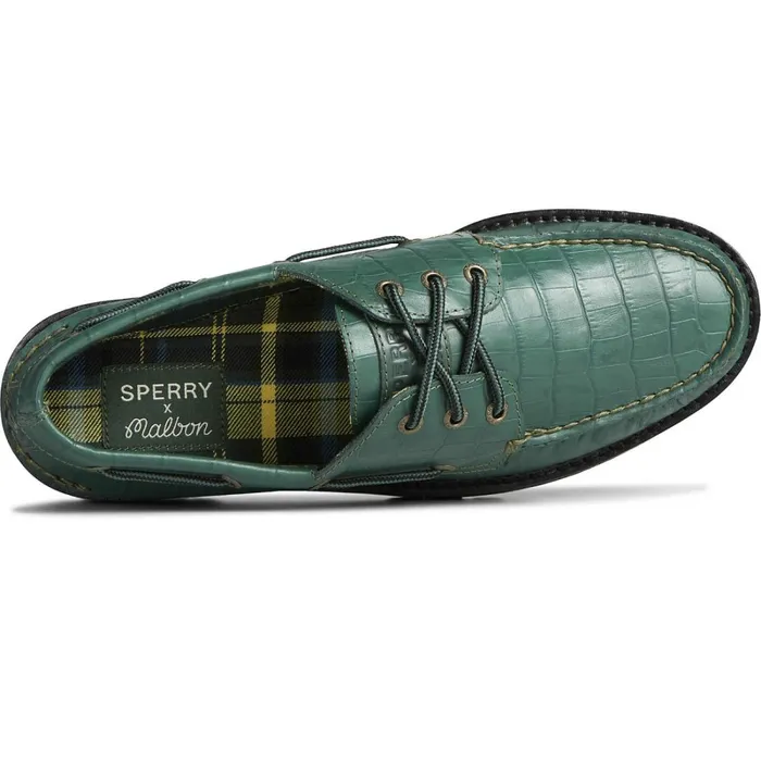 Boat Shoes Men Sperry Sperry X Malbon Authentic Original 3Eye Croc Boat Shoe Green Boat Shoes Men Sperry Sperry X Malbon Authentic Original 3Eye Croc Boat Shoe Green