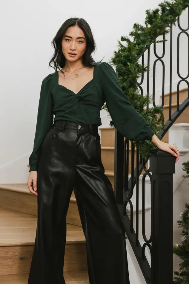 Bohme Blouses Maeve Twist Front Blouse In Emerald Emerald 8211 Women Bohme Blouses Maeve Twist Front Blouse In Emerald Emerald 8211 Women