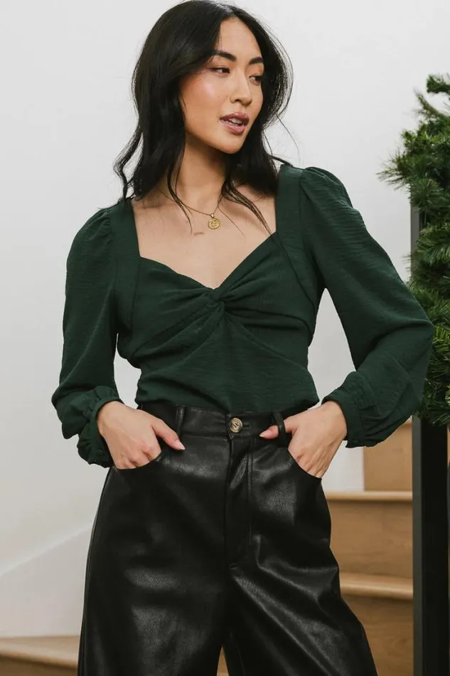 Bohme Blouses Maeve Twist Front Blouse In Emerald Emerald 8211 Women Bohme Blouses Maeve Twist Front Blouse In Emerald Emerald 8211 Women