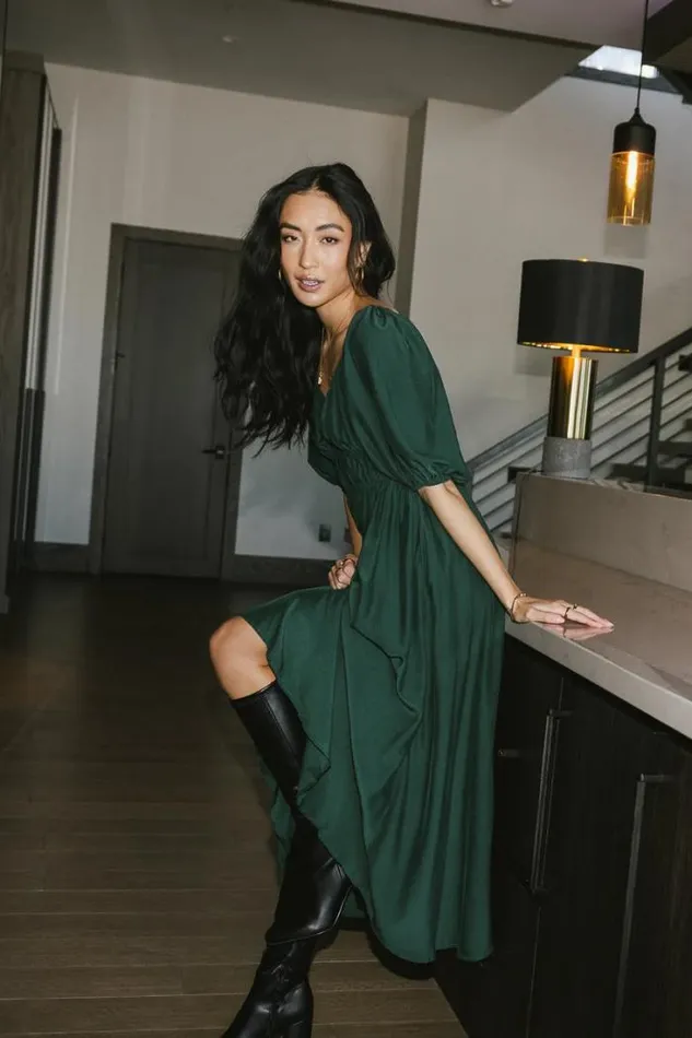 Bohme Dresses Addison Puff Sleeve Dress In Green Green 8211 Women
