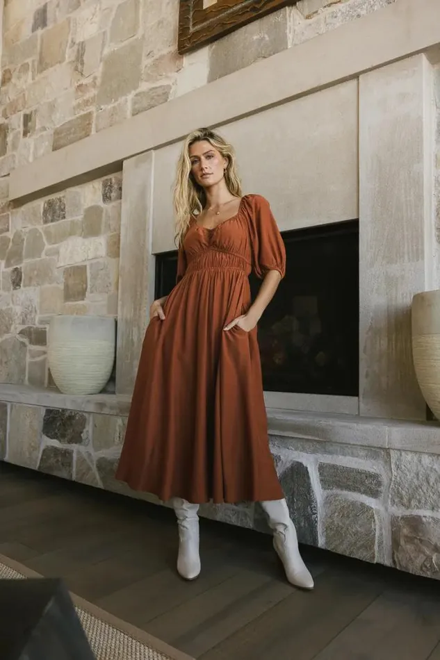 Bohme Dresses Addison Puff Sleeve Dress In Rust Rust 8211 Women Bohme Dresses Addison Puff Sleeve Dress In Rust Rust 8211 Women