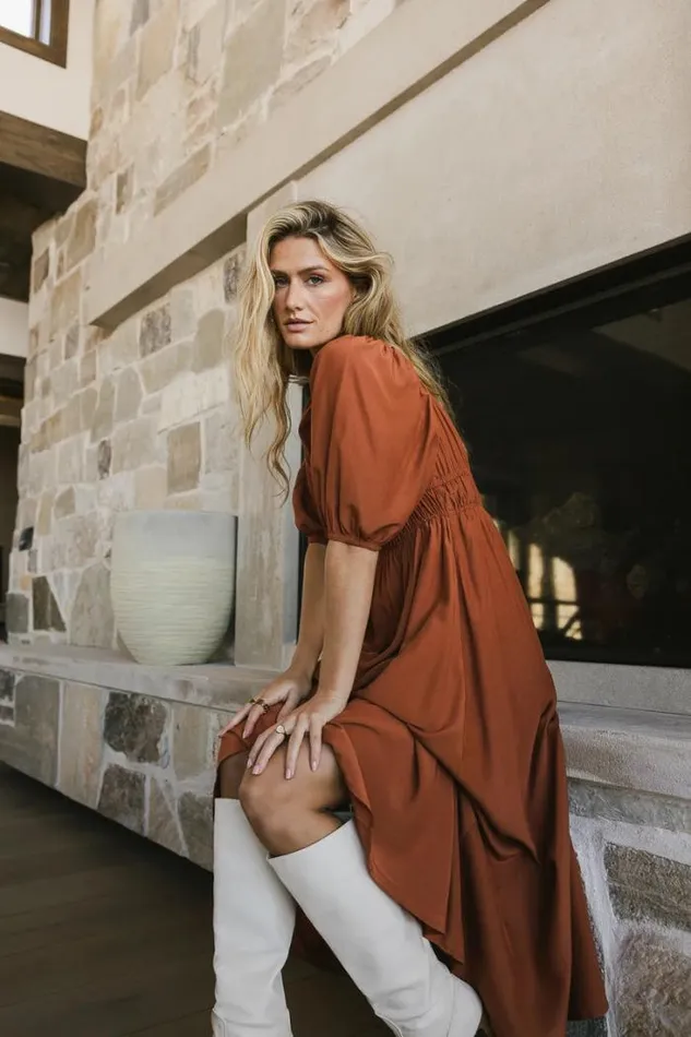 Bohme Dresses Addison Puff Sleeve Dress In Rust Rust 8211 Women Bohme Dresses Addison Puff Sleeve Dress In Rust Rust 8211 Women