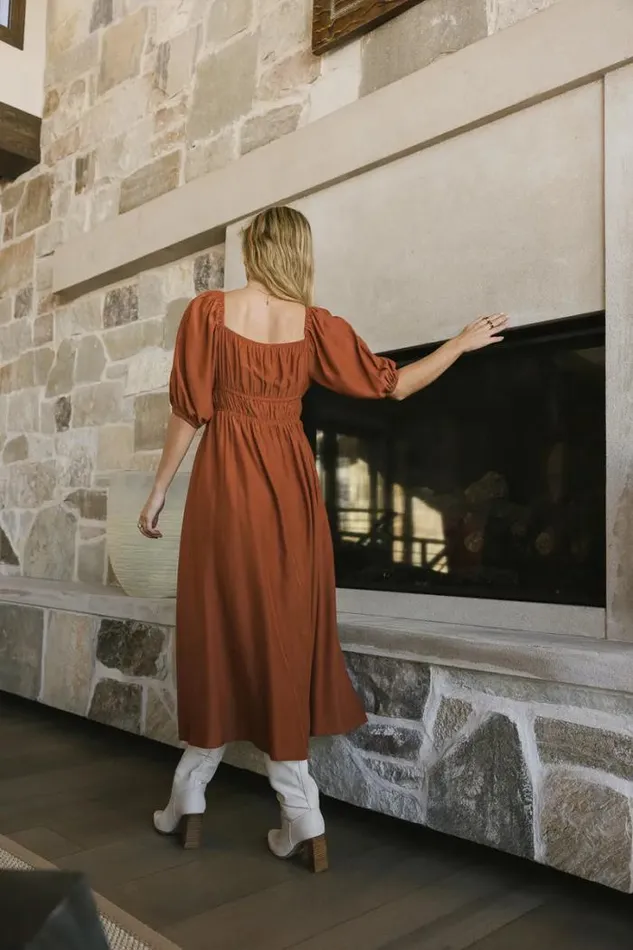 Bohme Dresses Addison Puff Sleeve Dress In Rust Rust 8211 Women Bohme Dresses Addison Puff Sleeve Dress In Rust Rust 8211 Women