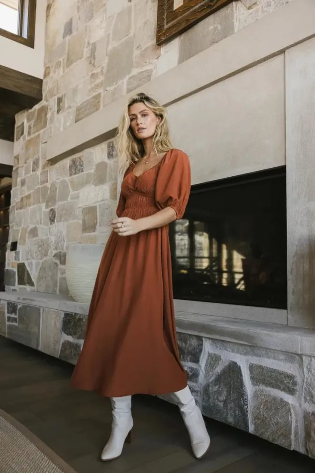 Bohme Dresses Addison Puff Sleeve Dress In Rust Rust 8211 Women Bohme Dresses Addison Puff Sleeve Dress In Rust Rust 8211 Women