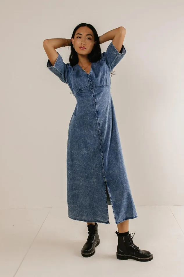 Bohme Dresses Alayna Button Up Dress Medium Wash 8211 Women