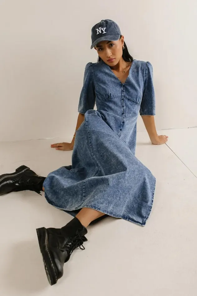 Bohme Dresses Alayna Button Up Dress Medium Wash 8211 Women