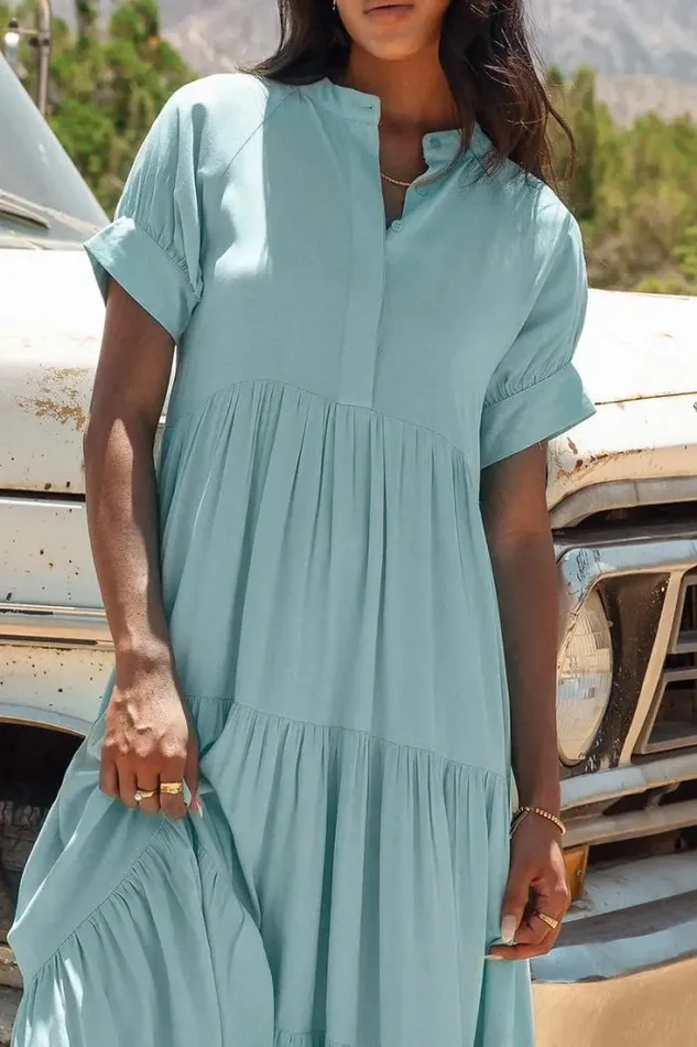 Bohme Dresses Amanda Tiered Dress In Bright Blue 8211 FINAL SALE Bright Blue 8211 Women Bohme Dresses Amanda Tiered Dress In Bright Blue 8211 FINAL SALE Bright Blue 8211 Women