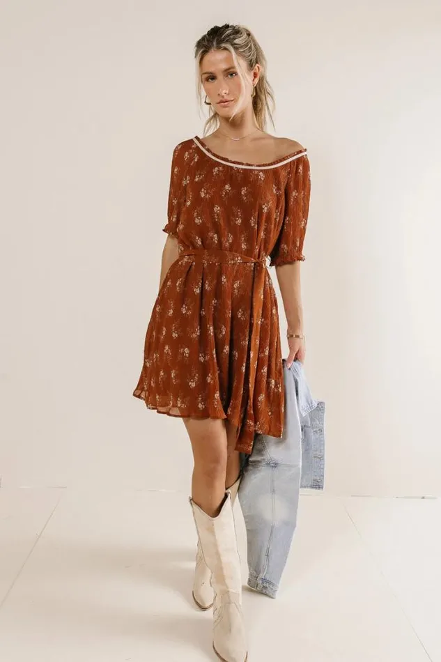 Bohme Dresses Aspen Floral Mini Dress 8211 FINAL SALE Rust 8211 Women