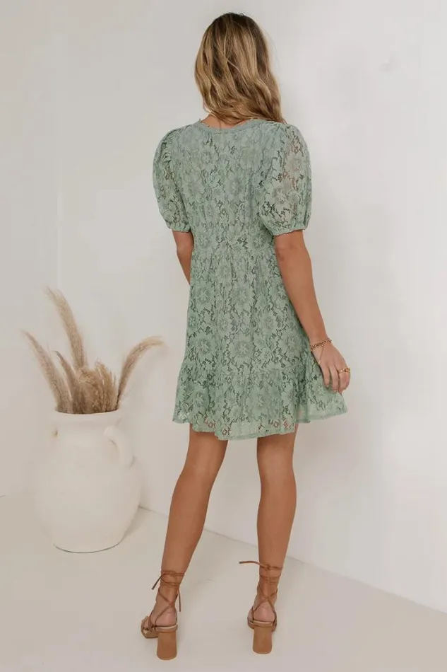 Bohme Dresses Brecken Lace Mini Dress Sage 8211 Women