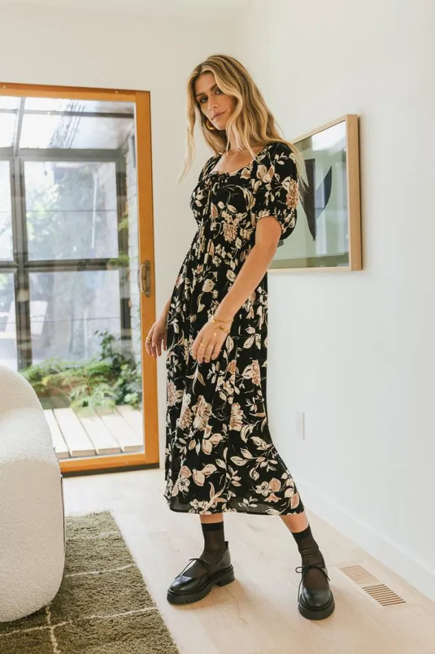 Bohme Dresses Brooke Floral Midi Dress 8211 FINAL SALE Black 8211 Women Bohme Dresses Brooke Floral Midi Dress 8211 FINAL SALE Black 8211 Women