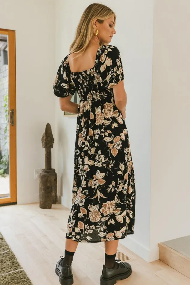 Bohme Dresses Brooke Floral Midi Dress 8211 FINAL SALE Black 8211 Women Bohme Dresses Brooke Floral Midi Dress 8211 FINAL SALE Black 8211 Women