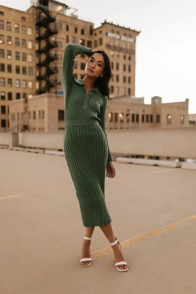 Bohme Dresses Carden Ribbed Midi Dress In Green Green 8211 Women Bohme Dresses Carden Ribbed Midi Dress In Green Green 8211 Women