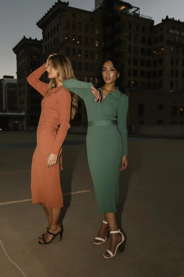 Bohme Dresses Carden Ribbed Midi Dress In Green Green 8211 Women Bohme Dresses Carden Ribbed Midi Dress In Green Green 8211 Women