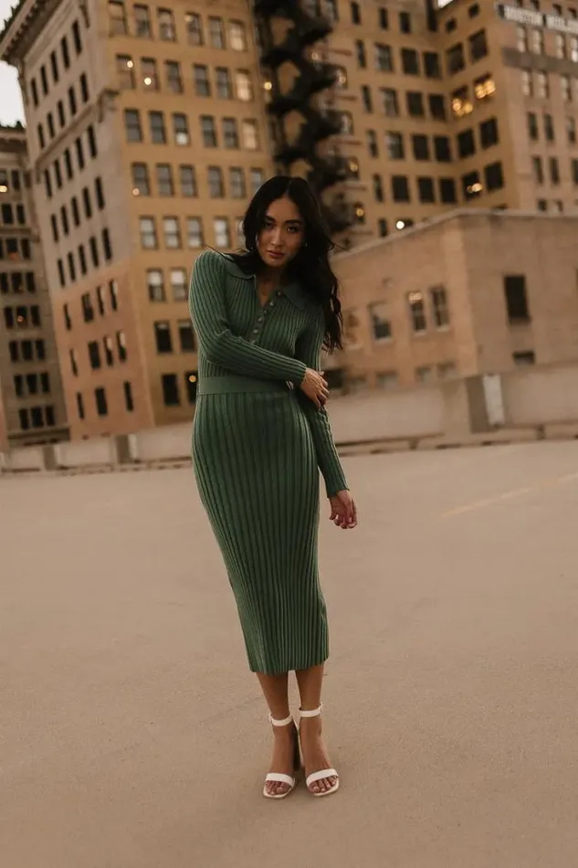 Bohme Dresses Carden Ribbed Midi Dress In Green Green 8211 Women Bohme Dresses Carden Ribbed Midi Dress In Green Green 8211 Women