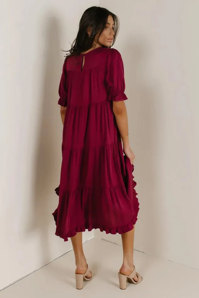 Bohme Dresses Danae Tiered Midi Dress In Red Red 8211 Women