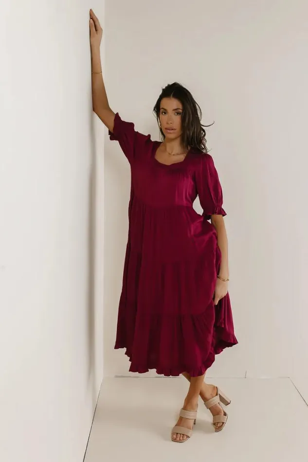 Bohme Dresses Danae Tiered Midi Dress In Red Red 8211 Women