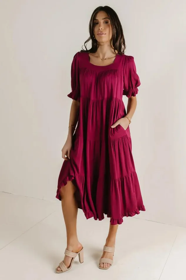 Bohme Dresses Danae Tiered Midi Dress In Red Red 8211 Women