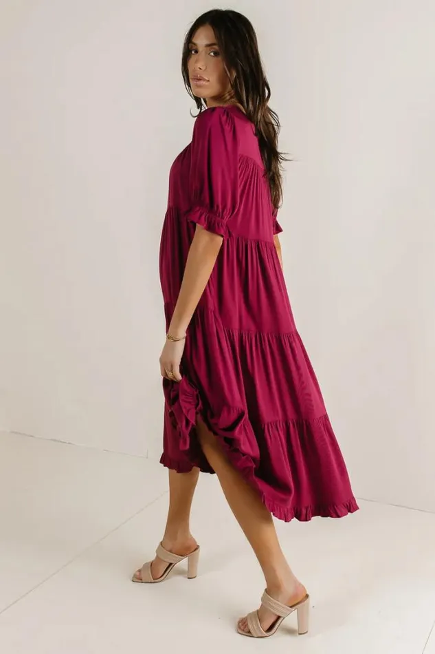 Bohme Dresses Danae Tiered Midi Dress In Red Red 8211 Women
