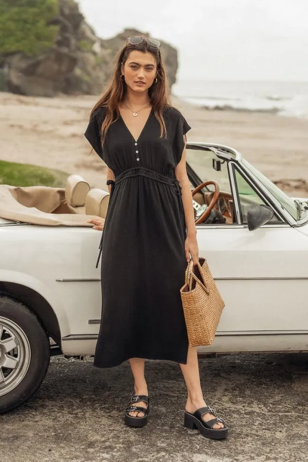 Bohme Dresses Fern Midi Dress In Black Black 8211 Women Bohme Dresses Fern Midi Dress In Black Black 8211 Women