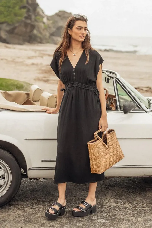 Bohme Dresses Fern Midi Dress In Black Black 8211 Women Bohme Dresses Fern Midi Dress In Black Black 8211 Women
