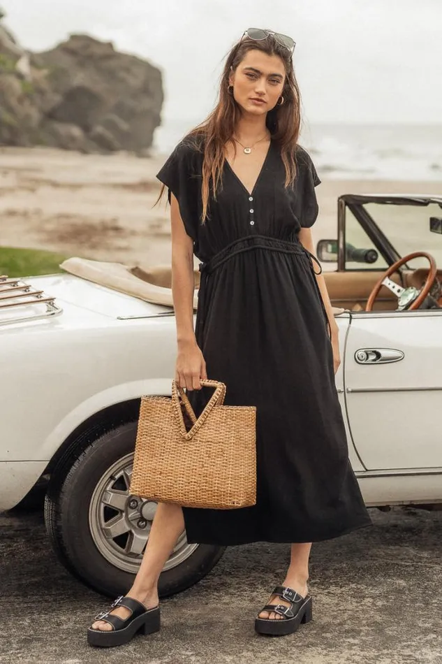 Bohme Dresses Fern Midi Dress In Black Black 8211 Women Bohme Dresses Fern Midi Dress In Black Black 8211 Women
