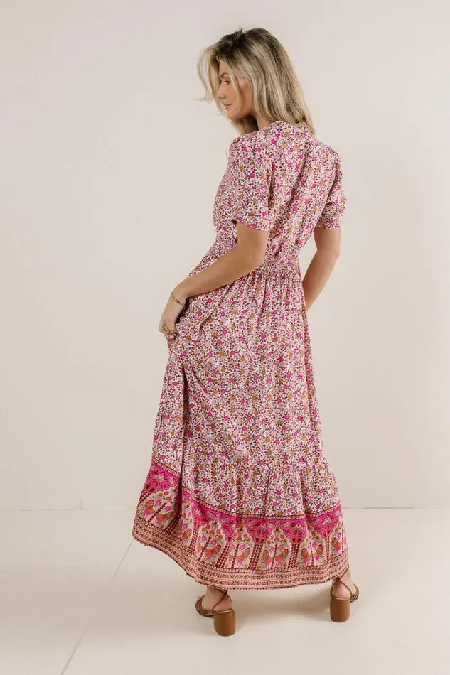 Bohme Dresses Floral Collared Button Up Dress In Pink Pink 8211 Women