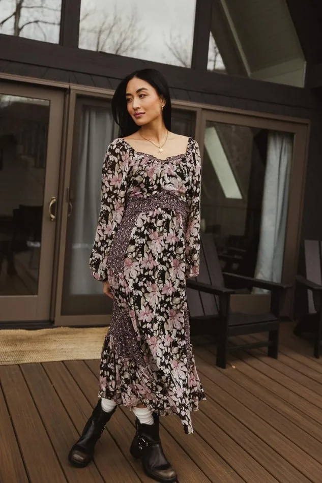 Bohme Dresses Floral Patchwork Midi Dress Black 8211 Women