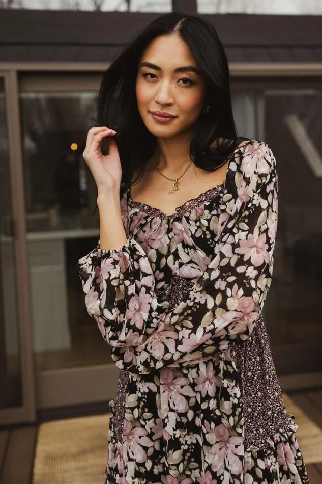Bohme Dresses Floral Patchwork Midi Dress Black 8211 Women