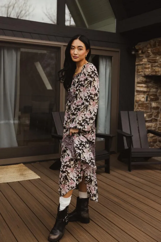 Bohme Dresses Floral Patchwork Midi Dress Black 8211 Women