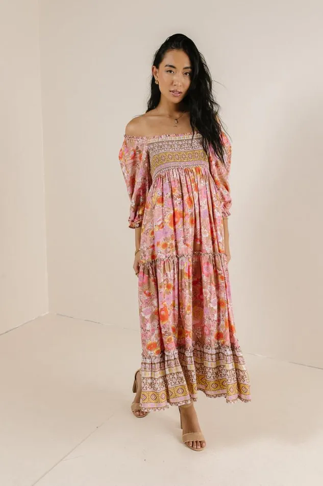 Bohme Dresses Janice Smocked Floral Dress In Pink Pink 8211 Women