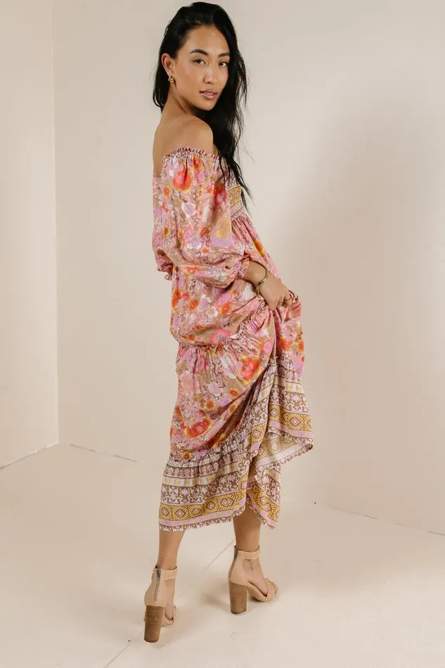 Bohme Dresses Janice Smocked Floral Dress In Pink Pink 8211 Women
