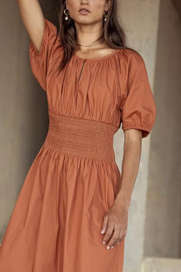 Bohme Dresses Jaxie Midi Dress In Rust 8211 FINAL SALE Rust 8211 Women Bohme Dresses Jaxie Midi Dress In Rust 8211 FINAL SALE Rust 8211 Women