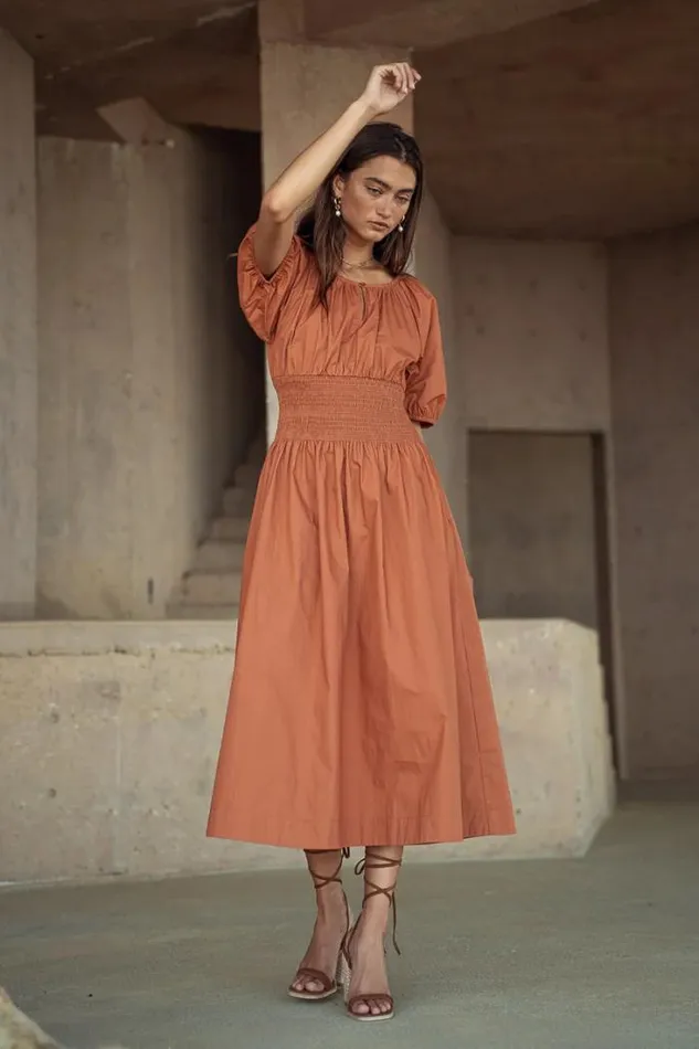 Bohme Dresses Jaxie Midi Dress In Rust 8211 FINAL SALE Rust 8211 Women Bohme Dresses Jaxie Midi Dress In Rust 8211 FINAL SALE Rust 8211 Women