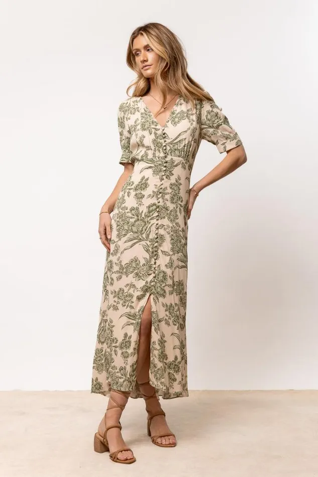 Bohme Dresses Lia Floral Midi Dress In Sage Sage 8211 Women