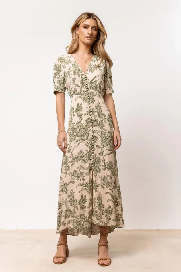 Bohme Dresses Lia Floral Midi Dress In Sage Sage 8211 Women