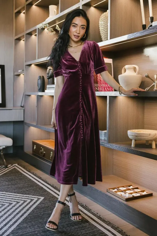 Bohme Dresses Lia Velvet Dress In Wine Wine 8211 Women