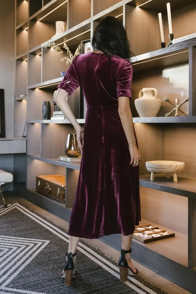 Bohme Dresses Lia Velvet Dress In Wine Wine 8211 Women