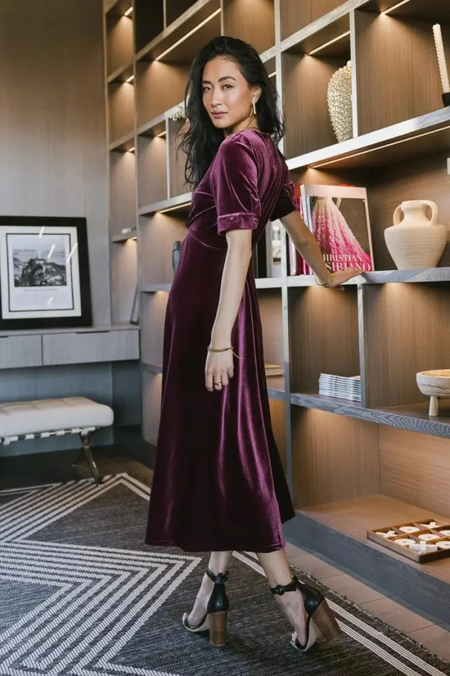 Bohme Dresses Lia Velvet Dress In Wine Wine 8211 Women