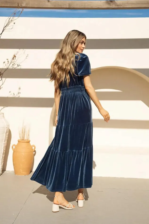 Bohme Dresses Marlowe Velvet Dress In Blue 8211 FINAL SALE Blue 8211 Women